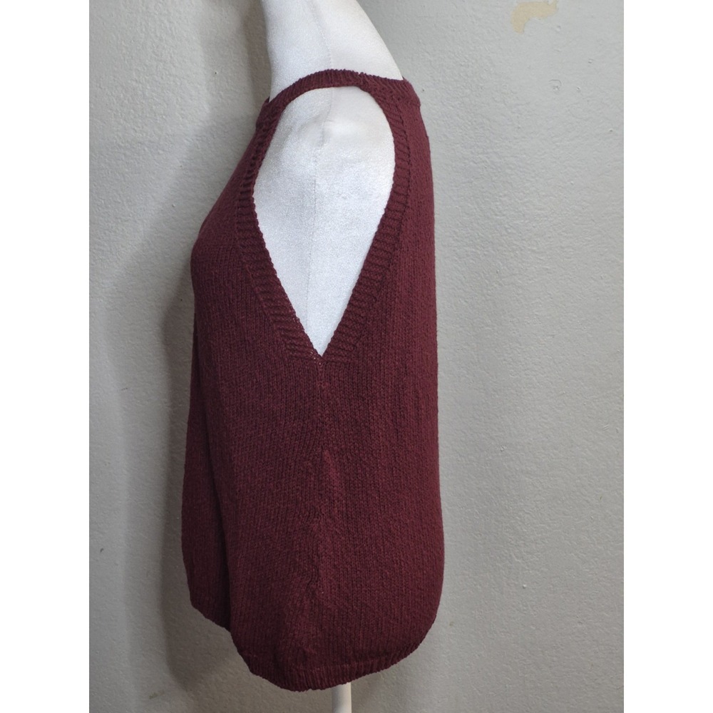 Anthropologie Maeve Ribbed Halter Knit Sleeveless Sweater Top Size M Maroon - Picture 2 of 7